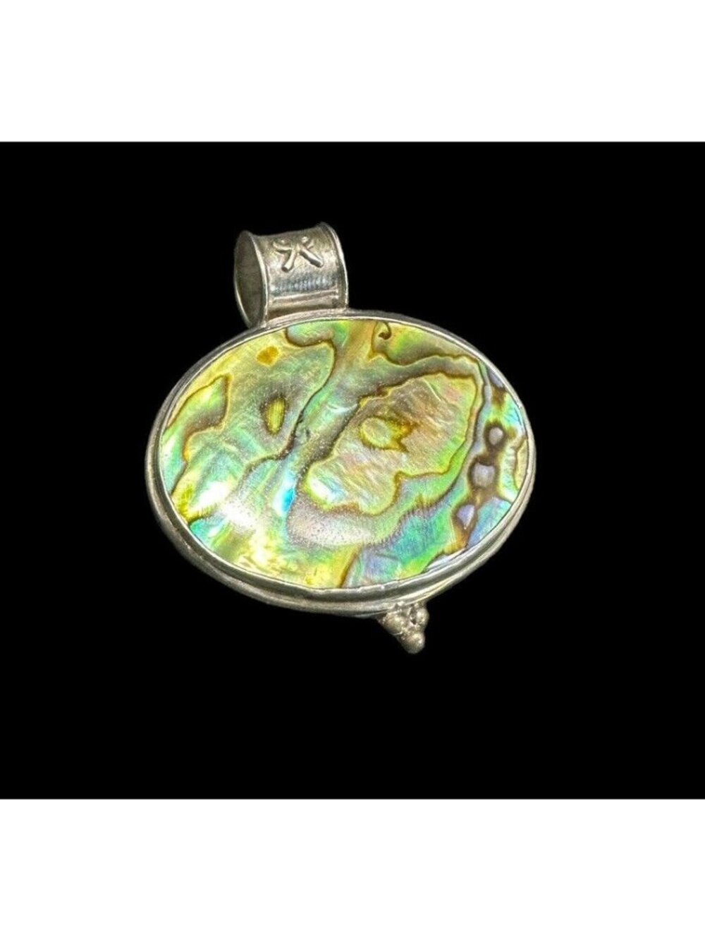 Pendant 925 KH Signed Abalone Mid Century Modern Vintage Fine Jewelry